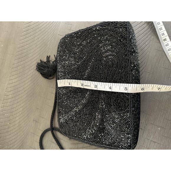 VTG Lord & Taylor Black Beaded Evening Bag Womens Small Purse Handbag Crossbody - Picture 12 of 12